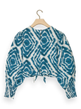 173309-Long-sleeved tie-dye smocked blouse