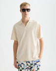 3 Crosses Pique Relaxed-Fit Garment-Dyed Polo Men Polos Scotch Soda Homme Eggnog XS