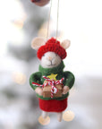 Gift-Giving Gertie Mouse Holiday Ornament Christmas Decoration Indaba trading co
