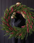 34 Red plum berry wreath standar
