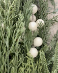 Norfolk Cypress Garland with White Plums and Frosted Berries - 15 ft LUXE B