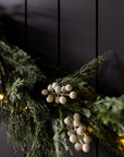 Norfolk Cypress Garland with White Plums and Frosted Berries - 15 ft LUXE B