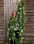 Norfolk Cypress Garland with White Plums and Frosted Berries - 15 ft LUXE B