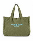 CABA EN LIN VERT OLIVE MAISON PEPIN CABAS SAC maison pepin