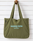 CABA EN LIN VERT OLIVE MAISON PEPIN CABAS SAC maison pepin
