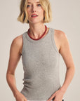 DS MODAL RIB TOP Woman VELVET HEATHER GREY/WHITE XS