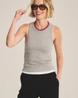DS MODAL RIB TOP Woman VELVET HEATHER GREY/WHITE M