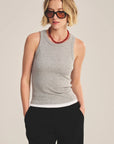 DS MODAL RIB TOP Woman VELVET HEATHER GREY/WHITE L