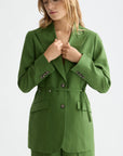 Linen Blend Blazer with Charm Tailoring Scotch Soda Femme Garden Green S