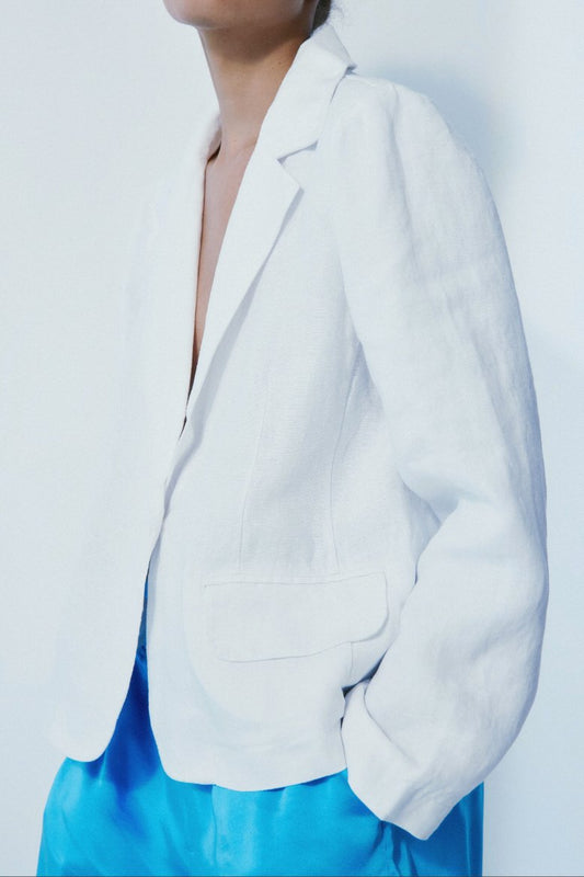MELISSA NEPTON - Glen white linen blazer women-accessories MELISSA NEPTON XS  