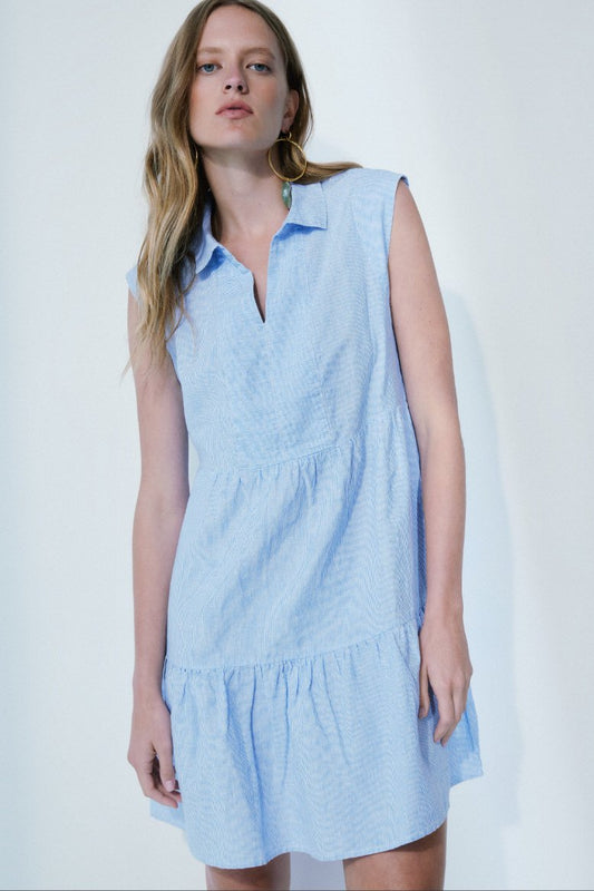 MELISSA NEPTON - Leane blue texture stripe dress women-accessories MELISSA NEPTON XS  