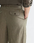Pleated Pinstriped Cotton-Linen Loose Straight-Fit Chino Men Trousers Scotch Soda Homme