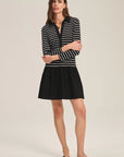 STRIPE RIB & POPLIN MIX MEDIA DRESS 2 Dresses VELVET MIDNIGHT XS