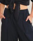 STRIPE RIB & POPLIN MIX MEDIA PANT Trousers VELVET MIDNIGHT L