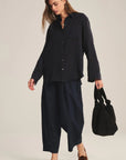 STRIPE RIB & POPLIN MIX MEDIA PANT Trousers VELVET MIDNIGHT S