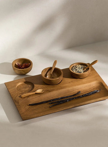TEAK WOOD APERITIF BOARD AND BOWLS CUISINE Crusoe