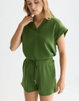 Tencel V-Neck Short Sleeve Sweater Woman Scotch Soda Femme Garden Green M