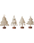 WOOL FELT TREE WITH EMBROIDERY AND WOOD BASE IN GREY & CREAM Gift Ideas Creative Coop