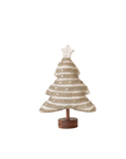 WOOL FELT TREE WITH EMBROIDERY AND WOOD BASE IN GREY & CREAM Gift Ideas Creative Coop STAR