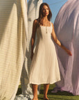 WOVEN LINEN DRESS 1 Woman VELVET CHALK XL