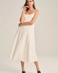 WOVEN LINEN DRESS 1 Woman VELVET CHALK S