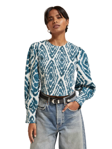 173309-Long-sleeved tie-dye smocked blouse Woman Scotch & Soda