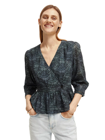 173314-V-neck buttoned wrap blouse clothing Scotch & Soda