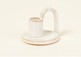 STONEWARE TAPER HOLDER WITH HANDLE