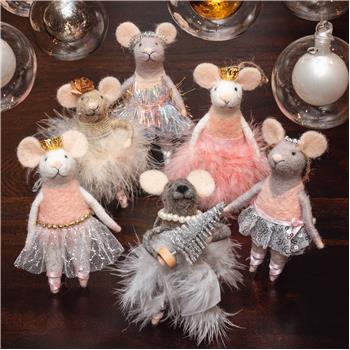 BALERINA MOUSE FELT ORNEMENT