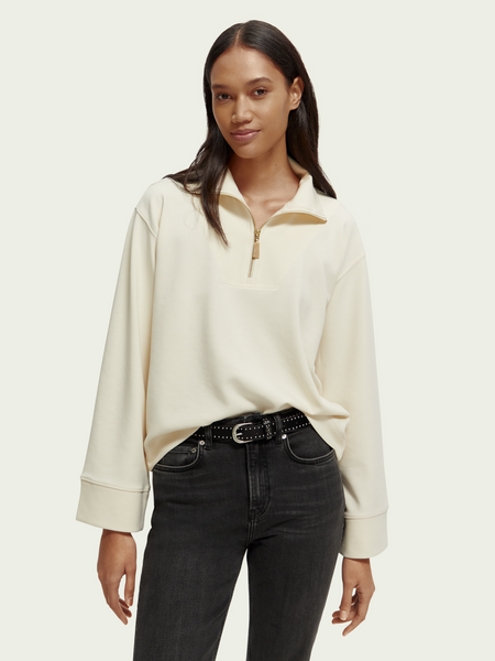 SCOTCH & SODA - Sweat demi-zip manches trompette