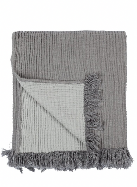 COCOON REVERSIBLE THROW & BLANKET STONE