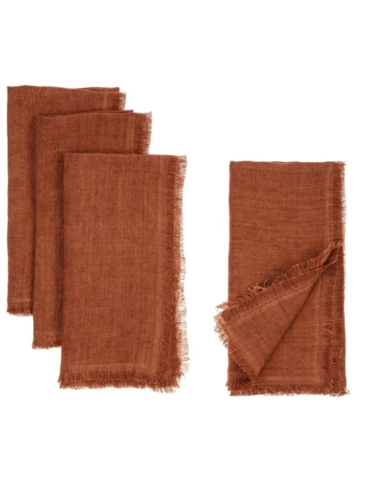 LINA LINEN NAPKINS, BURT UMBER SET OF 4