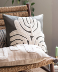 COTTON SLUB PILLOW W/EMBROIDERY & ABSTRACK DESIGN