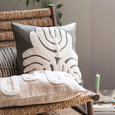 COTTON SLUB PILLOW W/EMBROIDERY & ABSTRACK DESIGN
