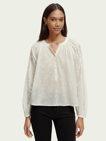 SCOTCH & SODA - Blouse nervurée en coton bio brodée