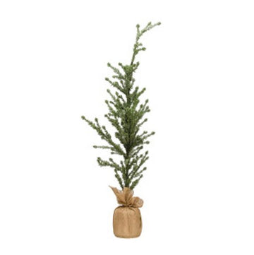 FAUX ATLAS CEDAR TREE IN BURLAP WRAPPED BASE, ICE FINISH Creative Coop Tall