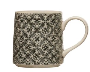 HAND STAMPTED MUG 4 STYLES Dining-Kitchenware Creative Coop Cercle  
