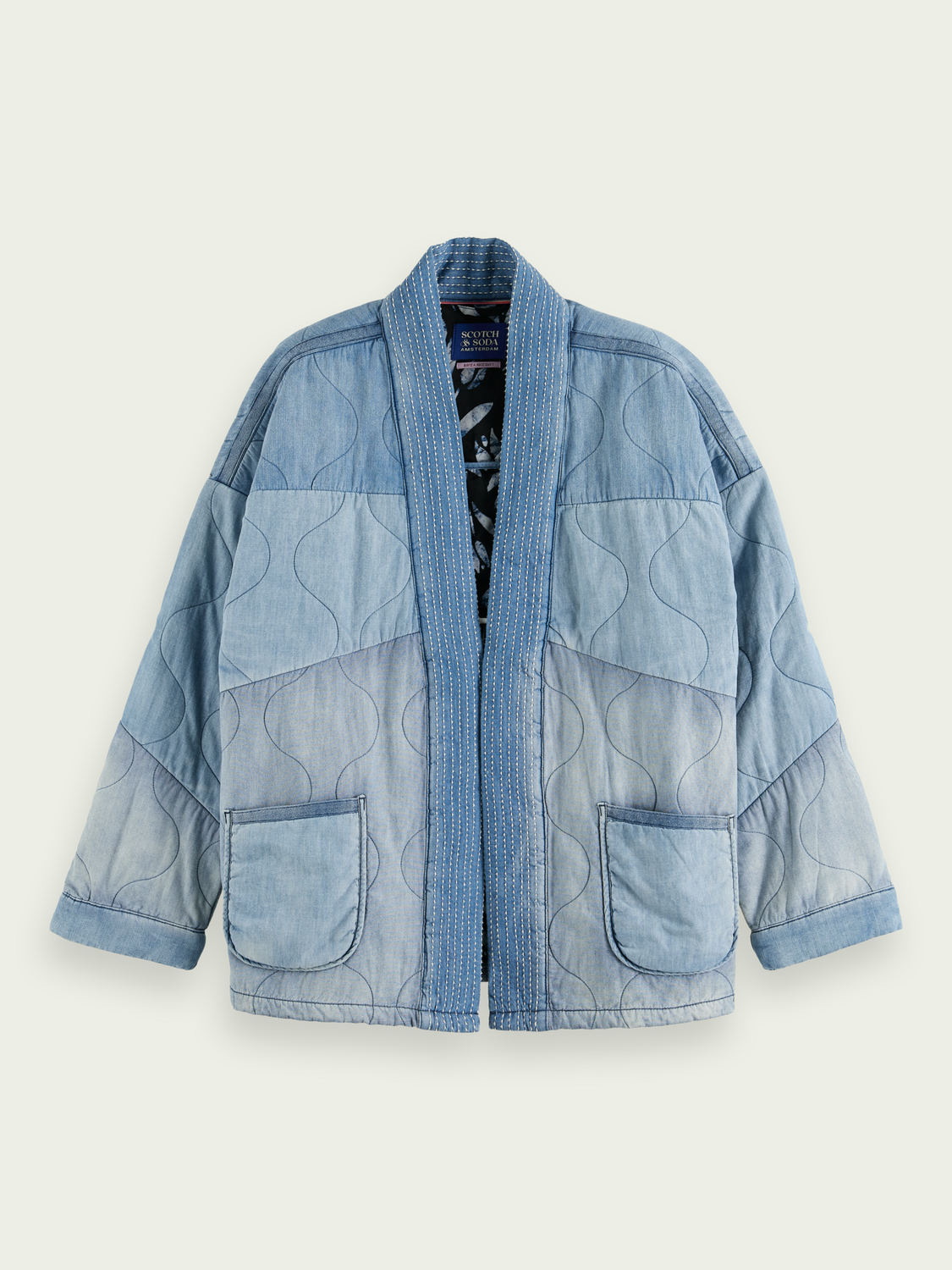 SCOTCH & SODA - Veste façon kimono en chambray matelassé