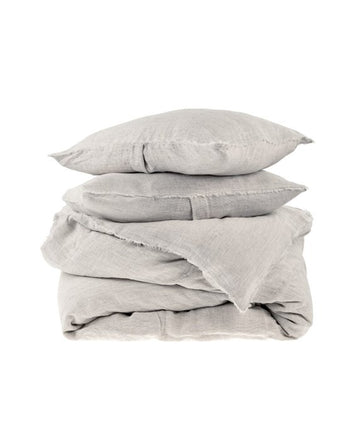 LINA LINEN DUVET SET, GREY STRIPE living-bedding Indaba trading co QUEEN