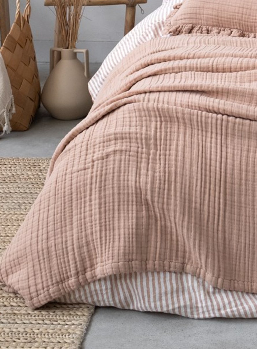 LINEN GAUZE BED COVER DUSK living-bedding onesky   