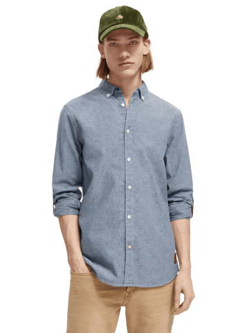 Long-Sleeved Buttoned Shirt with Sleeve-Adjustment  Scotch & Soda   