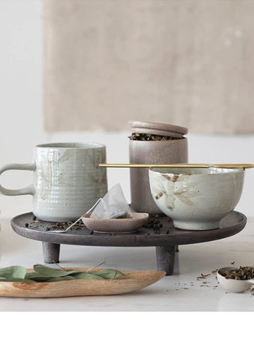 MANGO WOOD, CHARCOAL FINISH PEDESTAL Dining-Kitchenware Bloomingville