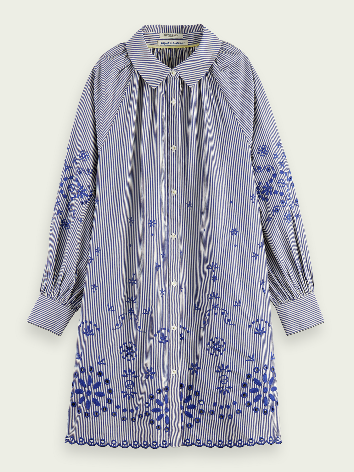 SCOTCH & SODA - Mini-robe brodée à fines rayures raglan