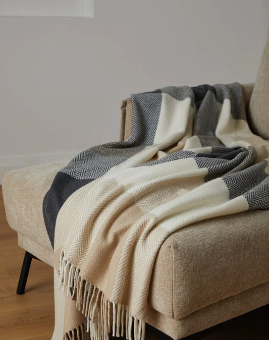 REVERSIBLE LACKEN THROW IN CASHMERE & LAMBWOOL living-homeaccents FOXFORD   