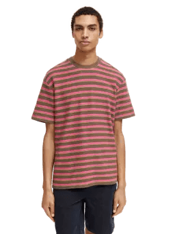 SCOTCH & SODA - Relaxed fit striped T-shirt T-shirt Scotch & Soda S Brown/Pink 