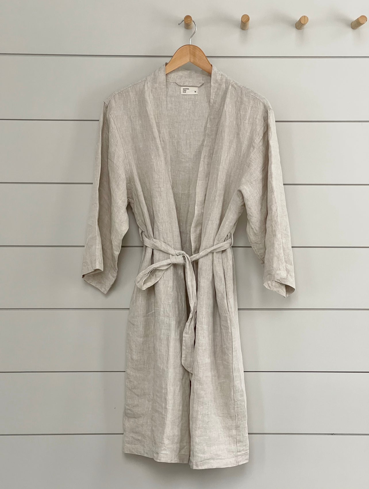 STONEWASH 100% FRENCH FLAX LINEN CLASSIC BATHROBE women-accessories onesky Natural SMALL IN STOCK