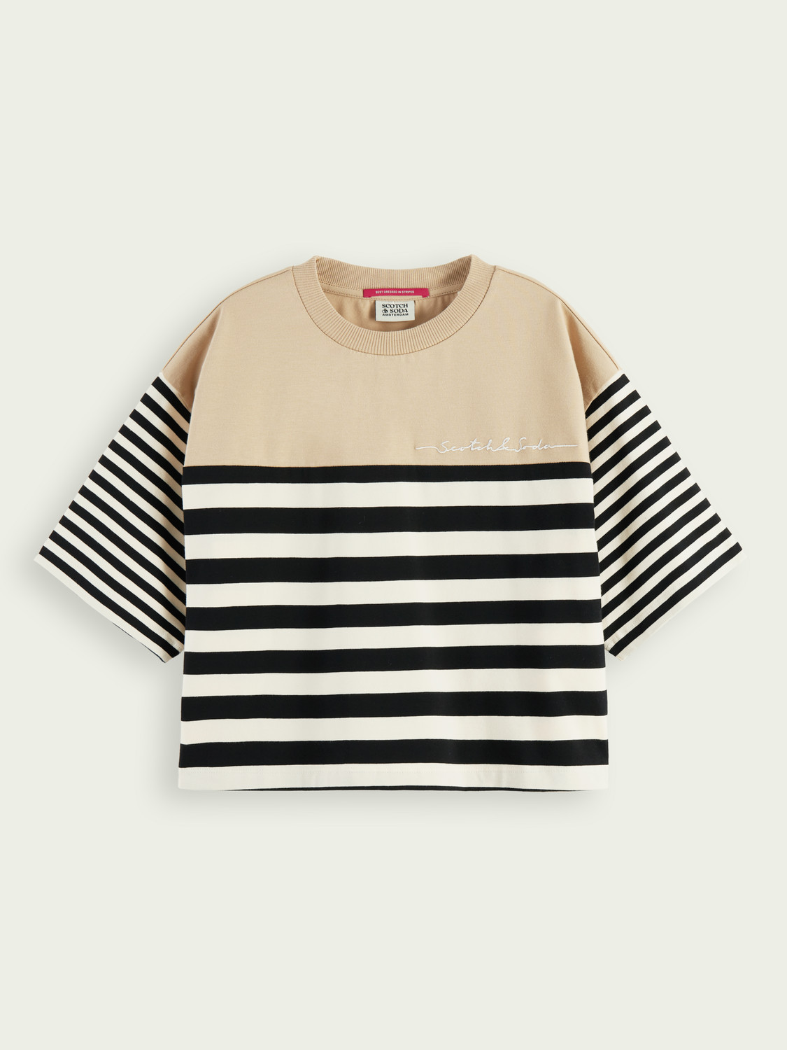 SCOTCH & SODA - T-shirt bio court coupe boxy à rayures