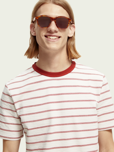 Scotch & Soda - T-shirt breton jersey gaufré