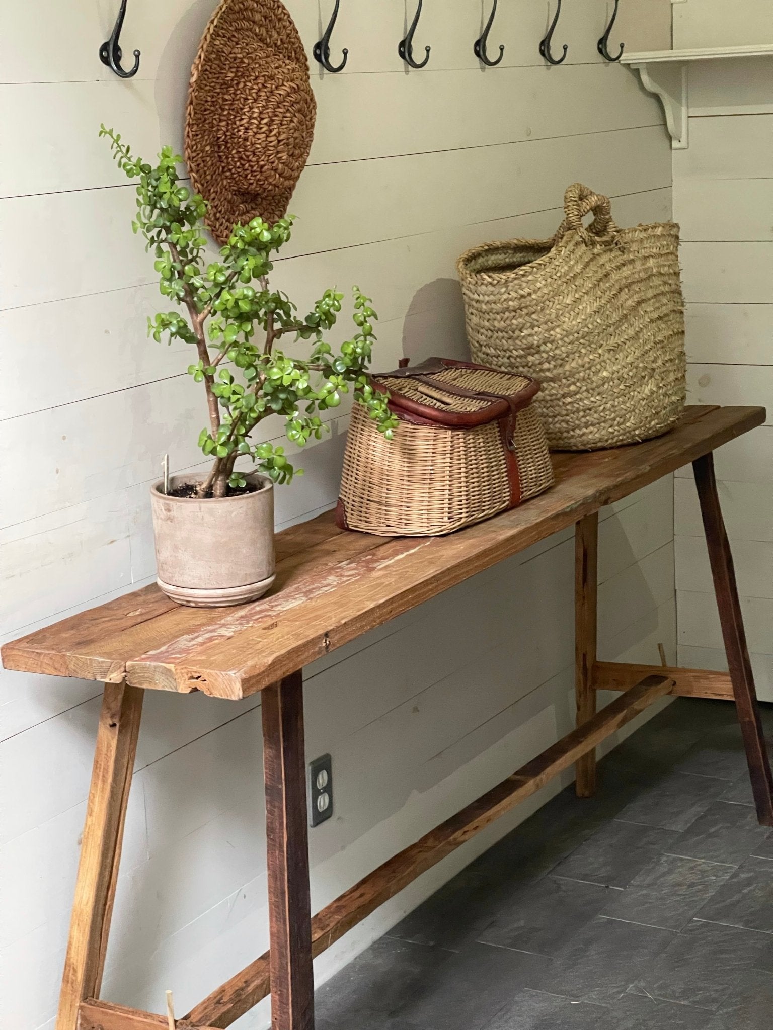 WABI CONSOLE TABLE RECLAIMED TEAK living-furniture Mano Plata 63” long  x 14” Deep  x 32” high IN STOCK 