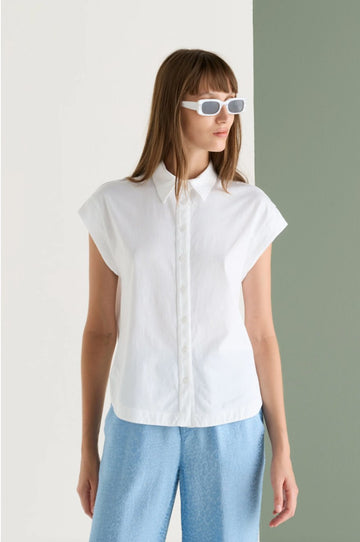 Women's Sleeveless White Shirt | EUROPEAN CULTURE shirt European Culture S